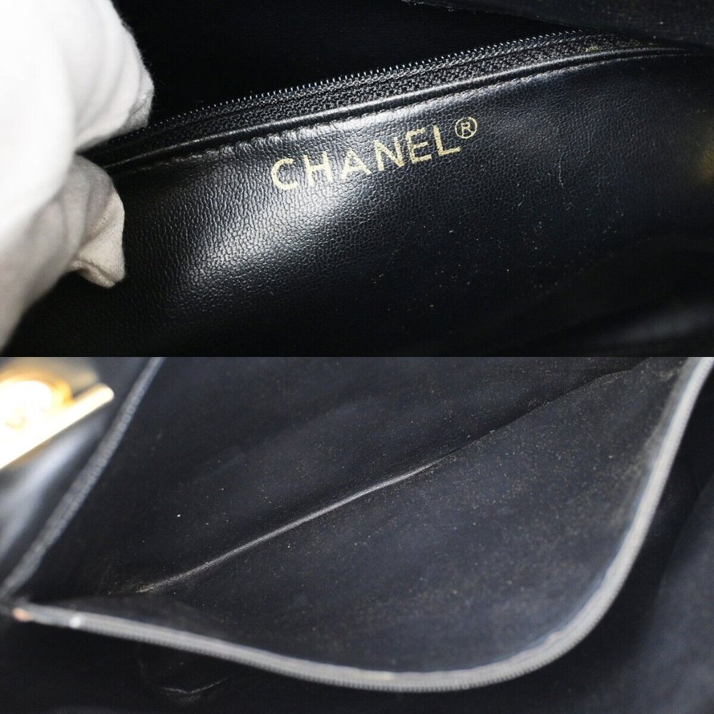 CHANEL CC Logo Matelasse Chain Shoulder Tote Bag Leather Black - Picture 13 of 14